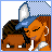 Animated contact sheet showing a pixel art icon with two cartoon characters and text variations, featuring blue background panels with heart symbols and