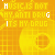 Yellow -patterned background with repeated circular shapes and scattered white text fragments reading "MUSIC IS NOT MY ANTI DRUG ITS MY DRUG"