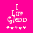 Pixelated text "I Love Glee" on bright pink background with white and light pink symbols below, animated change in symbol colors.