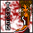 Pixelated character with orange hair and red dress stands on a platform against swirling red-and-white background, text 'TREK' vertically aligned left.