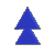 Blue geometric shape transitions through multiple orientations and partial forms against a gray background.
