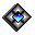 Three diamond-shaped pixel art icons with gray gradient borders and central colored symbols: blue, green, purple.