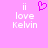 Pixelated pink background with white text 'ii love Kelvin' and a purple heart symbol above the left instance of 'ii'