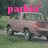 A pixelated pickup truck image with pink text above it, showing two states: 'parkin'' on the left and '<3' on the right.