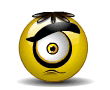 Animated contact sheet of yellow spherical Minion character with single eye, black eyebrows, and brown hair tuft across multiple facial expressions including closed eyes, tongue out, and squinting.