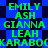 Green text listing names over a blue and black pixelated background with star-like shapes.