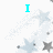 Pixelated image with cyan text 'I LOVE YOU' over white background featuring light blue and gray stars.