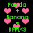Green text and pink hearts on black background with repeated 'Panda + Banana = BFFL<3' formula across two identical