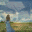 A pixelated animated sequence shows a figure in blue clothing standing on grass under clouds, with four sequential facial expressions transitioning from neutral to smiling.