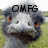A pixelated ostrich head with orange eyes and a gray beak appears in three , each displaying different text overlays