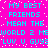 Cyan pixelated text on bright pink background with scattered white dots, repeating phrases in a