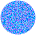 Three circular pixelated icons display distinct blue-toned patterns: a dense multicolor mosaic, a of dark and light squares, and a gradient with vertical split