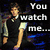 Animated sequence of a person in a black vest and white shirt against a dark blue background with text overlays.