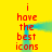 Red text on yellow background with blue motion trails forming a looped animation of the phrase "i have the best icons".