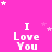 A static image with a bright pink background displaying repeated 'I Love You' text in white pixelated font surrounded by small white and light pink stars.