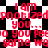 Red text on black-and-white checkered background repeats phrases like "I am pnoizied you... do you peep" in a pixelated, distorted pattern.
