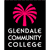 Pixelated icon with pink palm tree above gray text reading 'GLENDALE COMMUNITY COLLEGE' on black background.