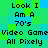 Pixelated text reads 'Look I Am A 70's Video Game All Pixely' on a green and blue checkered background with no visible animation.