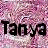 A static contact sheet of two frames showing the text "Tanya Tanya" in bold black letters over a pink and white pixelated background with dithering effects.