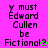 Pixelated text on bright pink background with green heart symbol replacing 's' in 'Fictional'