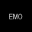 Four distinct text-based visual states of 'EMO' and related phrases displayed on dark backgrounds with white pixelated lettering.