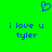 Blue pixelated heart symbol above blue text reading 'i love u tyler' on a bright green background.