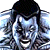 Pixelated static image of a character with dark hair and metallic blue skin against a white background, rendered in low-resolution 256x256 pixels.
