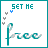 Pixelated icon with 'SET ME free' text, teal border, and animated blue/yellow accents on a white background.