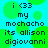 Pixelated text on cyan background with green circles, reading 'i <33 my mochacho its allison digiovanni' in two identical vertical