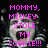 Pixelated image of a character with a distressed expression overlaid with bright pink text reading "MOMMY, MICKEY STOLE MY COOKIE!!!" on a dark background.