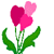 Pixelated buddy icon with two heart-shaped flowers on green stems and leaves, next to a dark green background with bright green text reading "Original Icons .com".
