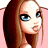 A 48x48 pixel animated buddy icon featuring a cartoon-style female character with long brown hair and blue eyes on the left, next to green text reading "Original Icons .com" on a dark green background.