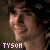 nine identical images showing a smiling person with dark hair and light skin, each labeled "TYSON" in varying colors