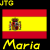 Two side-by-side pixelated flag icons with yellow and red stripes, each featuring a central coat of arms and the name 'Maria' below in matching colors.