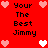 Red background with pixelated text 'Your The Best Jimmy' repeated in four quadrants, surrounded by pink and white heart icons.