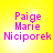 Yellow background with pink text reading "Paige Marie Niciporek" in three lines, displayed in a of four identical