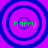Four identical circular icons with blue concentric rings on a purple background, each containing green text reading 'harry' in a pixelated font.