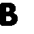 Black pixelated letters B and I on gray background, with two distinct letterforms for each character.