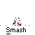 Pixel art icon set featuring a red-shirted character with white face and black eyes, multiple hand gestures, and 'Smash' text below each variant.