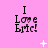 Pink background with repeated 'I Love Eric!' text and white star-like symbols in a pattern