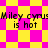 Pixelated yellow and pink checkered background with repeated text "Miley Cyrus is hot" in black font across two