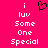 A static pixel art image with a bright pink background displays white text and a black heart symbol.