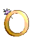 Three circular golden rings with a small purple and blue starburst effect at different positions around the ring's perimeter.
