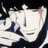 Pixelated anime-style character face with white hair and blue eyes on left, next to pixelated text "Anime IM" above smaller "COM" on black background.