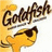 Animated image featuring a cartoon goldfish with sunglasses and the text "I LOVE YOU MORE THAN GOLDFISH !!!!!" in green pixelated font on black background.
