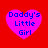 Four identical pink heart-shaped icons with blue text reading "Daddy's Little Girl" on a solid red background.