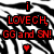 six identical pixelated icons with zebra-stripe background, each displaying text and a heart symbol in different colors
