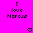 Pixelated text on bright pink background with two heart symbols below, static image.
