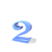 Blue 3D numerals '2' and '5' in various poses with shadows on white background, some showing animation frames.