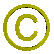 Golden copyright symbol in various 3D orientations and perspectives across a